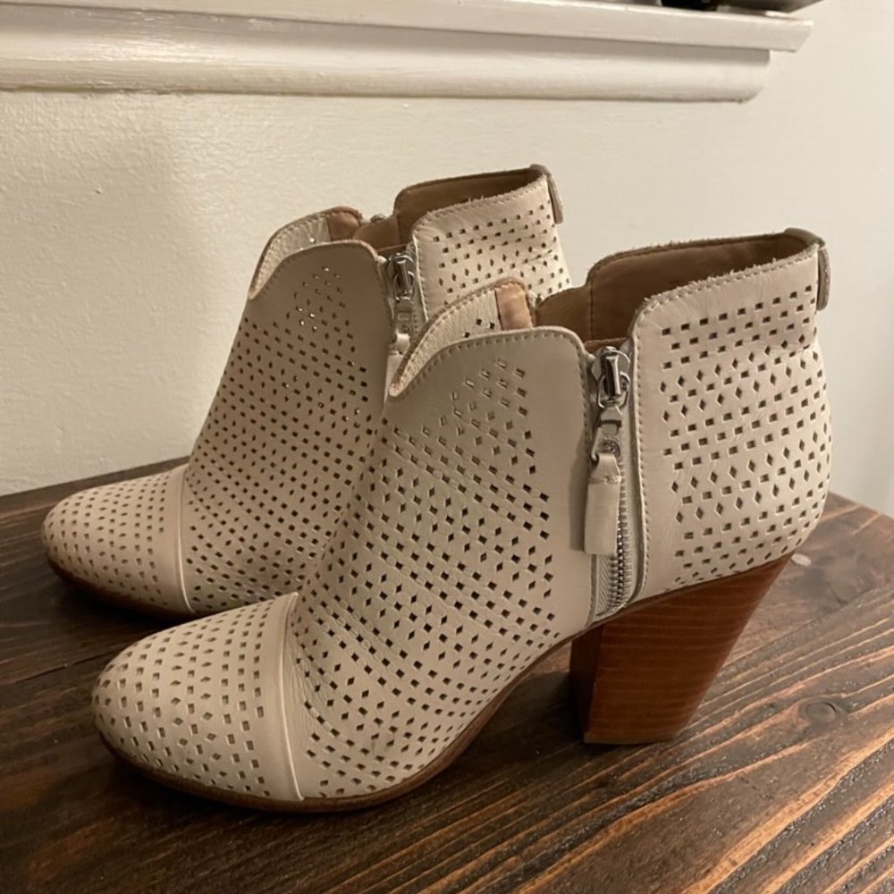 Rag & Bone White Leather Eyelet Booties